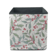Hand Painted Red Berries And Leaves Branches Pattern Storage Bin Storage Cube