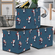 Christmas Festive Background With Funny Penguins Storage Bin Storage Cube