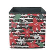 Hand Drawn Christmas Poinsettia Berries And Snowflakes Storage Bin Storage Cube