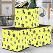 Cartoon Deer Black Horse Wreaths And Gnomes On Yellow Background Storage Bin Storage Cube