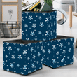 Pastel Dot And Snowflakes Pattern On Dark Blue Background Storage Bin Storage Cube