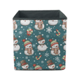 Cute Snowman In Red Green Scarf And Xmas Candy Storage Bin Storage Cube