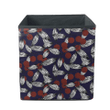 Cozy Hand Drawn Red Berries And White Leaf Pattern Storage Bin Storage Cube