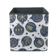 Dark Blue Xmas Ball With Hand Drawn Elements Storage Bin Storage Cube