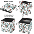Amanita Mushrooms And Red Berries Fern Pattern On White Background Storage Bin Storage Cube