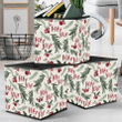 Holly Jolly Leaf And Berries On White Background Storage Bin Storage Cube