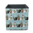 Christmas With Bear In Santa Hat And Green Scarf Storage Bin Storage Cube