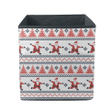 Knitted Christmas And New Year Pattern Of Santa Claus And Trees Storage Bin Storage Cube