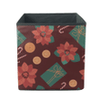 Christmas Red Poinsettia Gift And Candy Cane Storage Bin Storage Cube