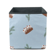 Sweet Cake With Cherry Berries Icing Spruce Twigs On Blue Background Storage Bin Storage Cube