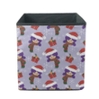 Christmas Holiday Pattern Of Happy Girl Wear Santa Hat And Striped Scarf Storage Bin Storage Cube