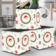 Santa Claus Head In Circle And Christmas Ornament Pattern Storage Bin Storage Cube