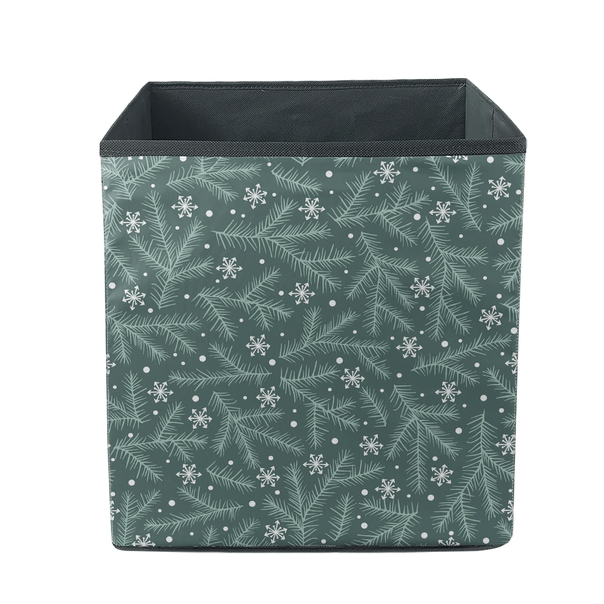 Rustic Christmas Forest With Snowflakes And Fir-Tree Branches Storage Bin Storage Cube