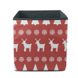 Trendy Illustrated Deerr Fir Trees And Snowflakes On Red Background Storage Bin Storage Cube