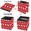 Trendy Illustrated Deerr Fir Trees And Snowflakes On Red Background Storage Bin Storage Cube