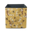 Bee And Flower Embroidery On Vintage Yellow Storage Bin Storage Cube