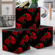 Wonderful Scarlet Red Roses With Green Leaves Art Pattern Storage Bin Storage Cube