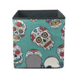 Colorful Sugar Skull Mexican On Dark Mint Background Storage Bin Storage Cube