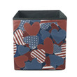 American Flag Grunge Heart Symbol Knit Pattern Storage Bin Storage Cube
