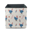 Chickens And Floral Elements On Gentle Pink Background 1 Storage Bin Storage Cube