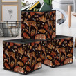Fashionable Embroidery Deer Fox And Autumn Maple Leaves Storage Bin Storage Cube