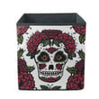 Hand Drawn Outline Day Of The Dead Sugar Skull With Flowers Storage Bin Storage Cube