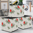 Red Cardinal Bird And Fir Branches On Gray Background Storage Bin Storage Cube