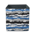 Dark Color Tones Sea Waves Illustration Pattern Storage Bin Storage Cube