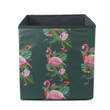 Pink Flamingo Bird And Tropical Flowers Leaves Storage Bin Storage Cube