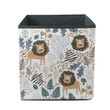 Sad Lion And Tropical Leaves On White Background Storage Bin Storage Cube