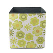 White Theme Groovy Design With Yellow And Lime Green Flowers Storage Bin Storage Cube