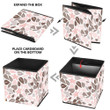 Elegant Pink Gray And Brown Leaves On White Background Storage Bin Storage Cube