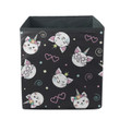 Cute Funny Cat Unicorn On Black Background Storage Bin Storage Cube