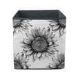 Black Sketch Art Of Sunflowers Blooming Pattern Storage Bin Storage Cube