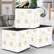 Creative Gold Maple Leaves Outline On White Background Storage Bin Storage Cube
