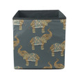Tribal Style Gold Elephant On Gray Background Storage Bin Storage Cube