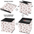 Cat Or Dog Footprints On White Striped Background Storage Bin Storage Cube