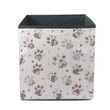 Cat Or Dog Footprints On White Striped Background Storage Bin Storage Cube