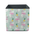 Cool Flamingo On White Leaf Pineapple Background Storage Bin Storage Cube