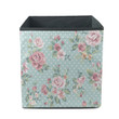 Vintage Pink Flowers On Polka Dot Blue Background Storage Bin Storage Cube