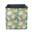 White Maples Oak Ash Leaves Silhouette On Checkered Tartan Plaid Storage Bin Storage Cube