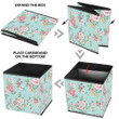 Vintage Pink Flowers On Polka Dot Blue Background Storage Bin Storage Cube