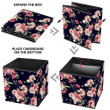 Watercolor Pink Roses Flower Branch Dark Blue Theme Design Storage Bin Storage Cube