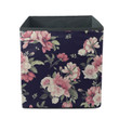 Watercolor Pink Roses Flower Branch Dark Blue Theme Design Storage Bin Storage Cube