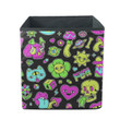 Surreal Trippy Pattern With Mushrooms And Weird Characters Cartoon Psychedelic Design Storage Bin Storage Cube