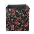 Watercolor Little Red Cardinal Bird With Holly Leaves Storage Bin Storage Cube