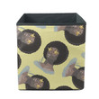 Cool Hairstyle Afro Woman In Disco Style Yellow Background Storage Bin Storage Cube