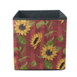 Appealing Sunflower And Its Shadow On Red Background Storage Bin Storage Cube