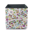 Groovy Hippie Pattern With Colorful Flowers Van And Rainbow Storage Bin Storage Cube