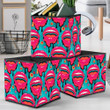 Psychedelic Style Funky Open Mouth With Teeth Spotted Background Storage Bin Storage Cube